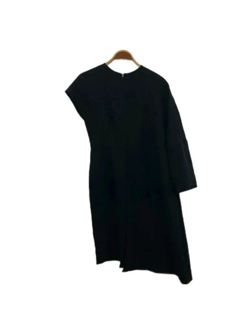 Fendi Rayon Asymmetric Dress Black Crew Neck Long Sleeve Qxg RY 38